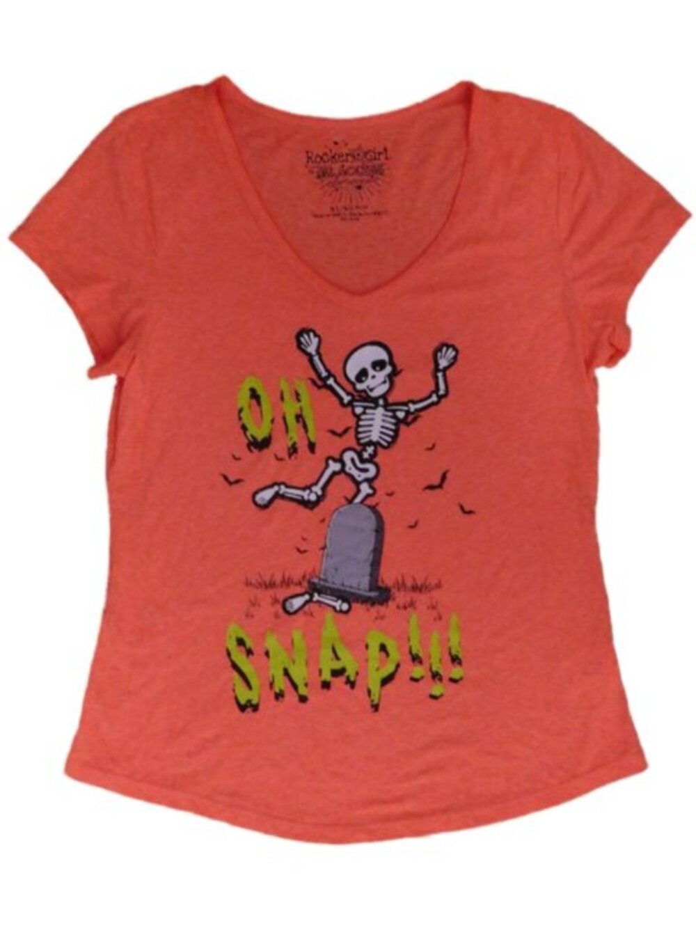 Rocker Girl Oh Snap Skeleton Burnout Halloween Tee
